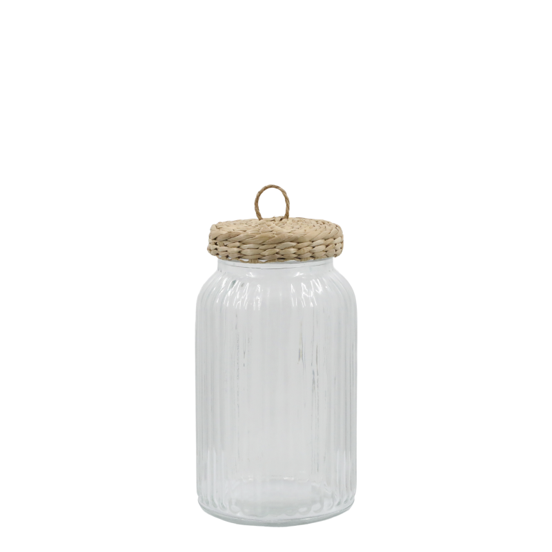 Oppbevaringsglass med flettelokk 20x11cm klar