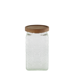 Oppbevaringsglass med blomstermønster 18x10x10 firkantet