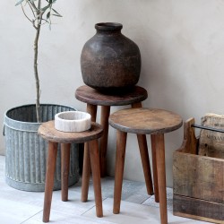 Grimaud taburett sett m 3 H38/ø26 cm natur