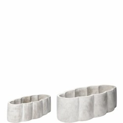 Curve skål i sement oval sett m 2 30/40 x 10/12cm