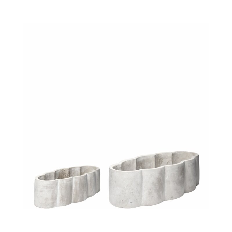 Curve skål i sement oval sett m 2 30/40 x 10/12cm