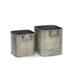 Kvadratisk krukkesett metall zink 13cm