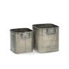Kvadratisk krukkesett metall zink 13cm
