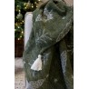 Aix pledd Chenielle m juletrær 150x130cm oliven og kremfarge
