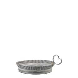 Fat med hjertehåndtak og bølget kant 4,5x24cm antikkzink