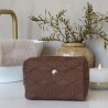 Tolaettveske quiltet skjellmønster 15x20x8cm kaffefarget