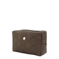Tolaettveske quiltet skjellmønster 15x20x8cm kaffefarget