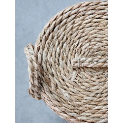Kurv med lokk sett m 3 h47/ø33cm natur