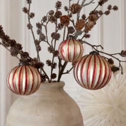 Julekuler i sett i eske 10cm cherry og champangefarget