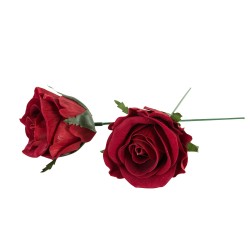 Tøyrose vannfast mørkerød 8cm