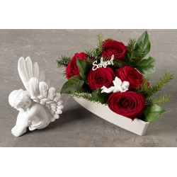 Tøyrose vannfast mørkerød 8cm