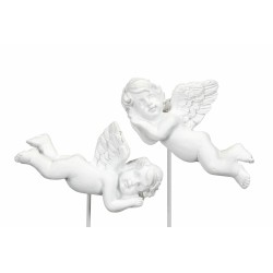 Sovende engel hvit på pinne 6cm