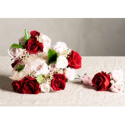 Tøyrose mørkerod ø5cm