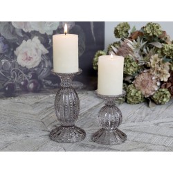 Lysestake med perlekant 14x10 lysrosa