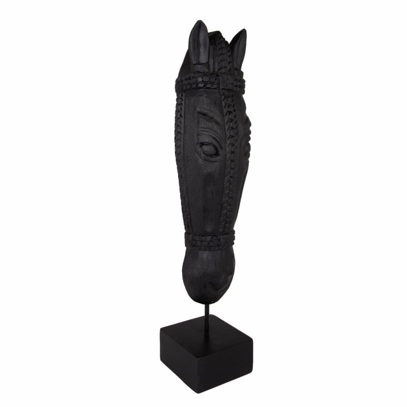 Hestefigur svart i tre og jern 12x11x61cm