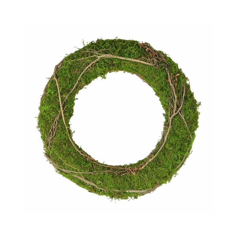 Krans med mose og grener 30cm diamter
