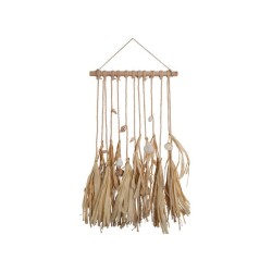 Veggdekor jute/skjell naturfarget 60x28 cm