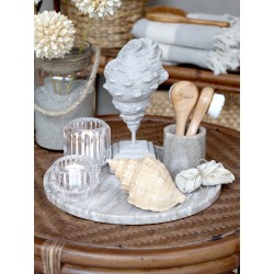 Konkylie på fot kunstig 23x8x6cm antikkgrå