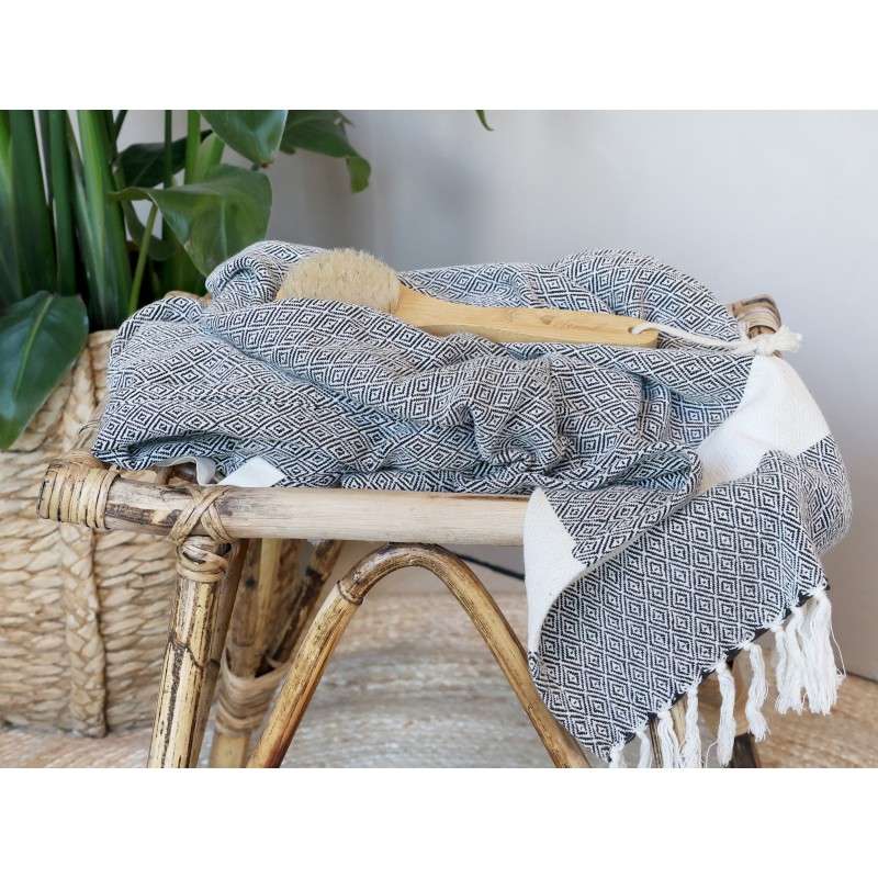 Hemmam badelaken m mønter 180x90 blålig