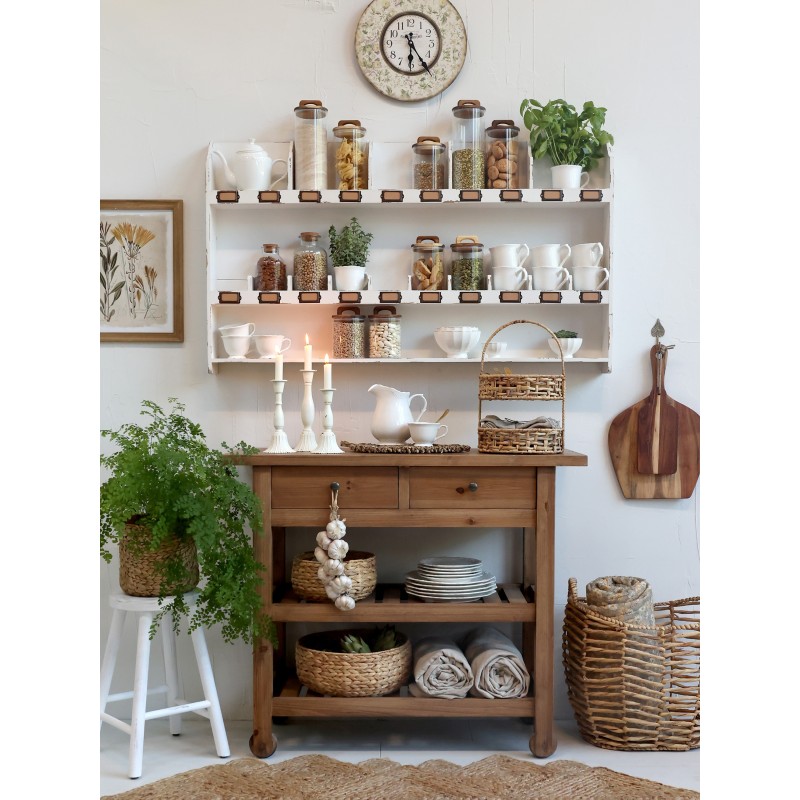 Oppbevaringsglass med lok av akasi 30x10 cm klar