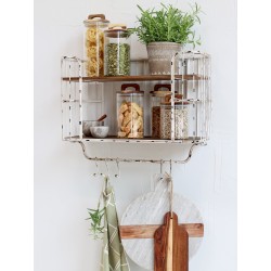 Oppbevaringsglass med lok av akasi 30x10 cm klar