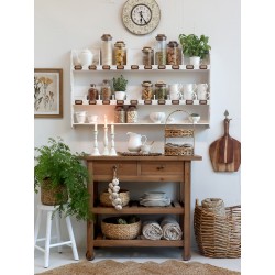 Oppbevaringsglass med lokk av akasie 24x10 cm klar