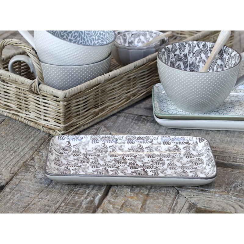 Arés tallerken m mønster 2x20,5x11 cm mokkafarget