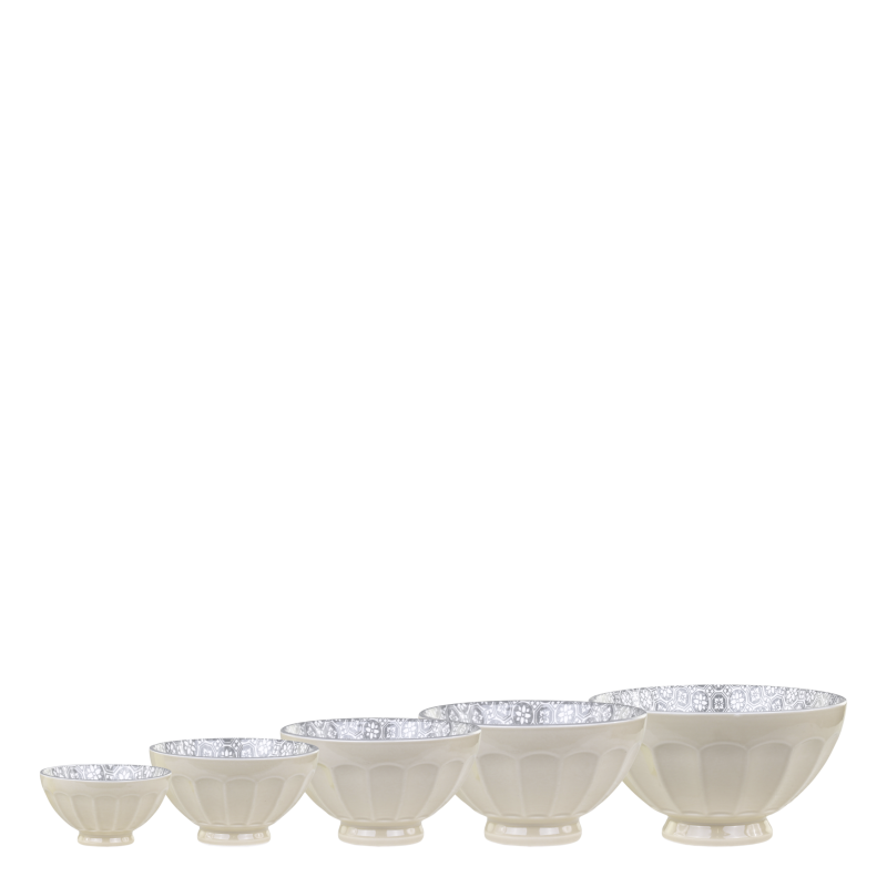 Arés latteskål med mønster sett med 5 9x16cm lattefarget