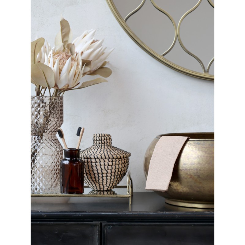 Stoffserviett pakke med fire revet kant 40x40cm kamelfarget