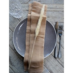Stoffserviett pakke med fire revet kant 40x40cm kamelfarget
