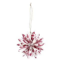 Ornament i papir med trykk cherryfarget 1x10,5cm