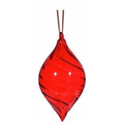 Julekule glass dråpe 8cm rød blank