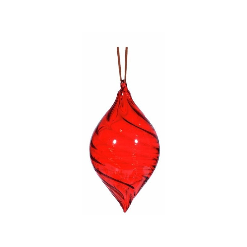 Julekule glass dråpe 8cm rød blank