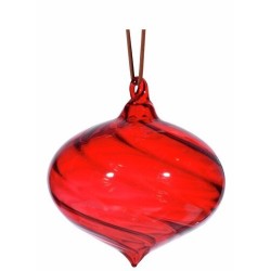 Julekule glass løk 8cm rød blank