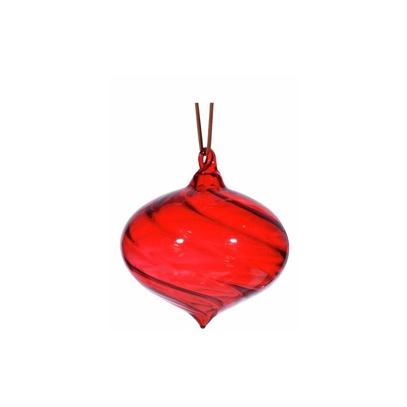 Julekule glass løk 8cm rød blank