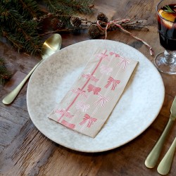 Serviett med sløyfer lattefarget 20x10cm