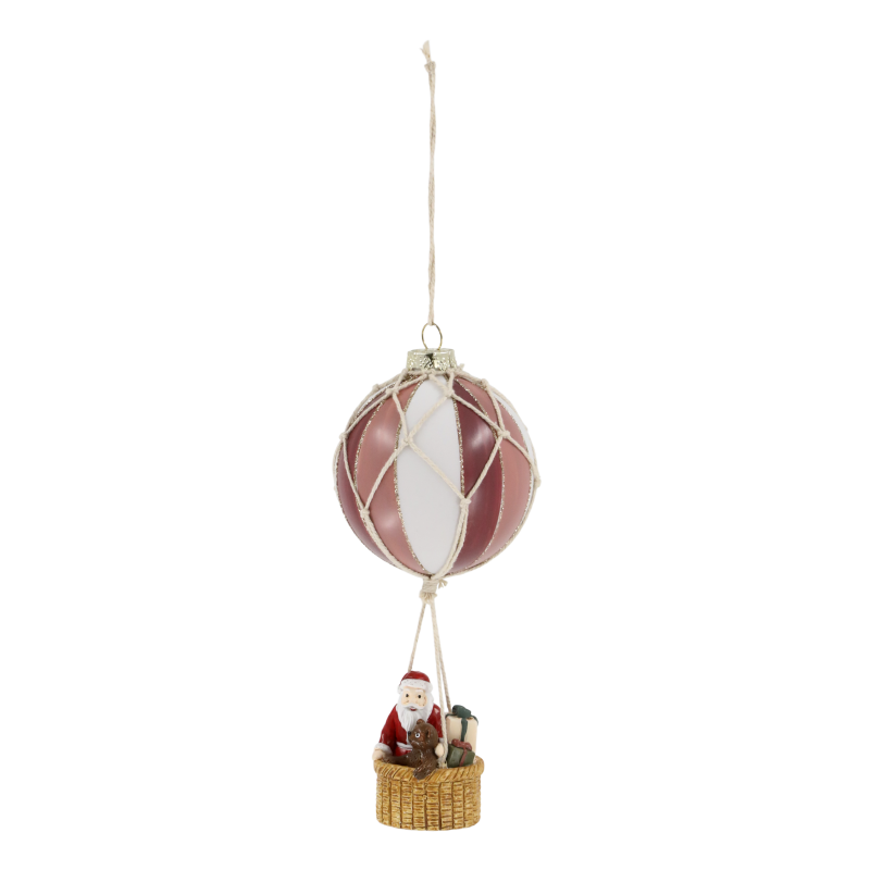 Luftballong med julenisse 20x9cm malvafarget