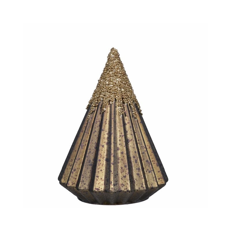 Juletre i glass m/glitter D11,5 H16,5 cm antikkgrønn