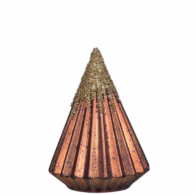 Juletre i glass m/glitter D11,5 H16,5 cm antikkbrun