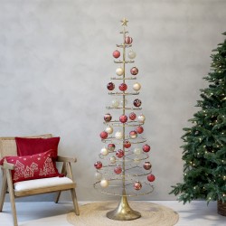 Juletre på fot 196x60,5 cm antikkmessing