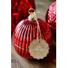 Sterinlys julekule med riller 10,5x7,5cm cherryrød