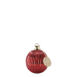 Sterinlys julekule med riller 10,5x7,5cm cherryrød