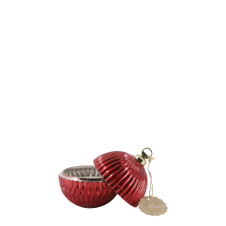 Sterinlys julekule med riller 10,5x7,5cm cherryrød