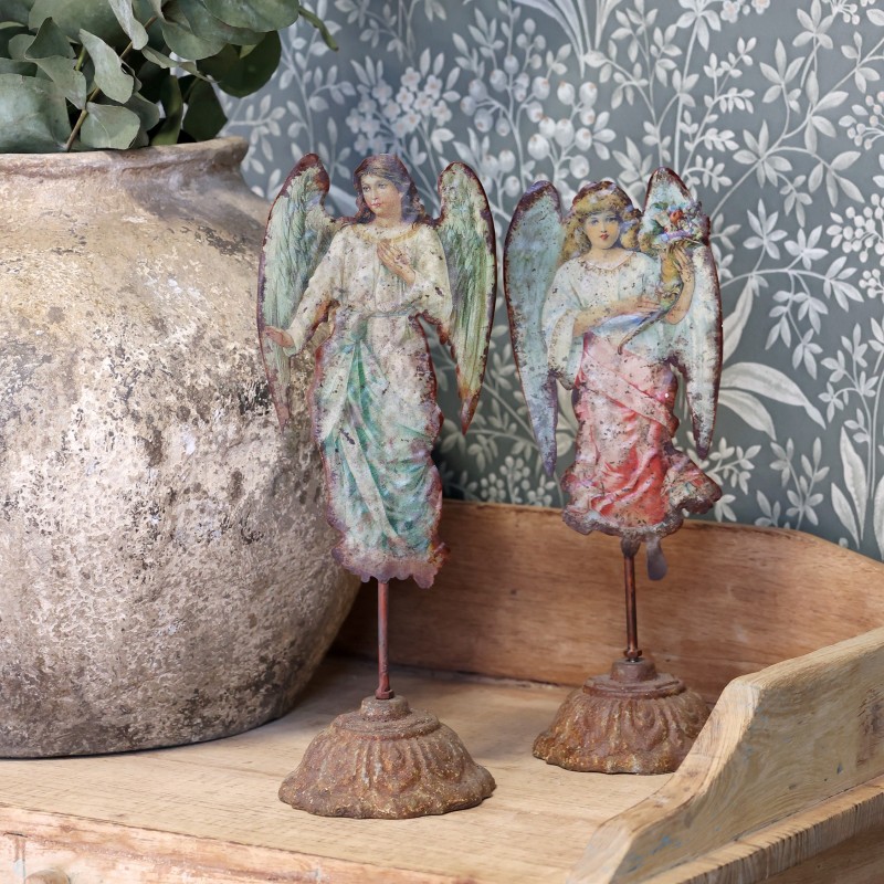 Vintage engel på fot sett med to 30x11x10cm