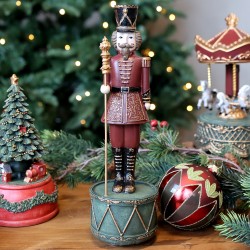 Noël spilledåse med nøtteknekker 28x8,5cm cherryfarget