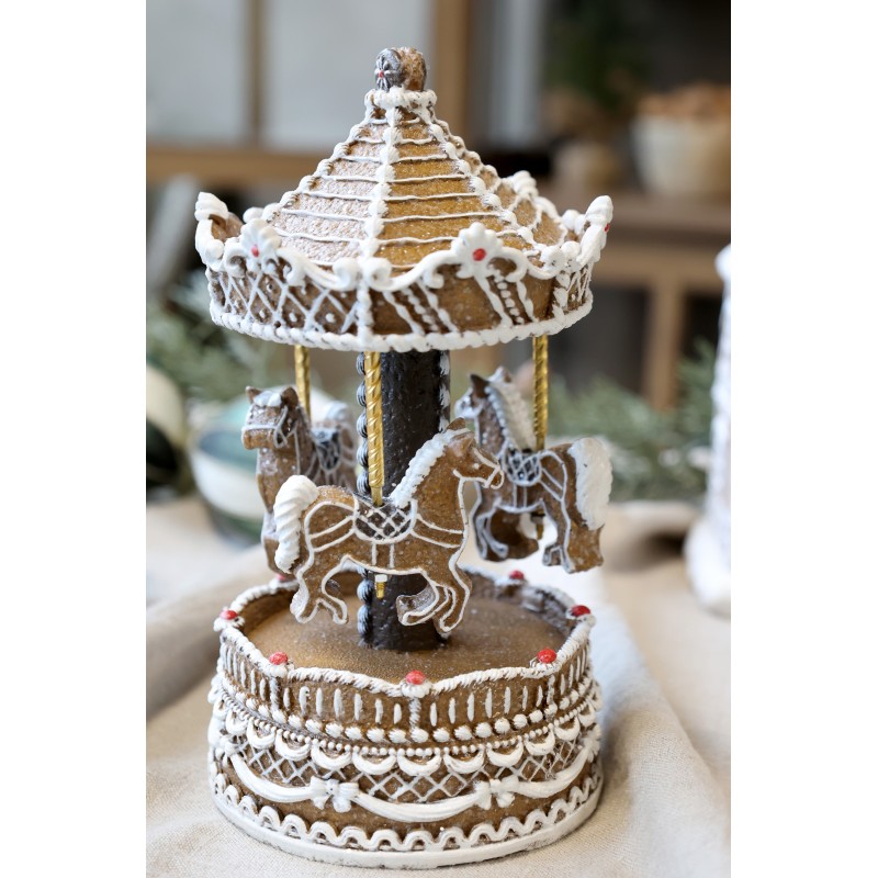 Noël Spilledåse med karusell 21,5x11,5 cm mokkafarget