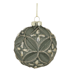 Julekule med glitter 8cm mosefarget