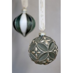 Julekule med glitter 8cm mosefarget