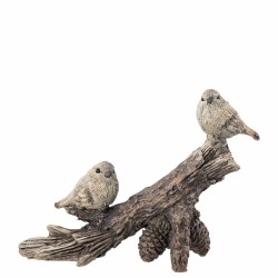 2 fugler på gren L16,5 B5,5 H11,5 cm matur