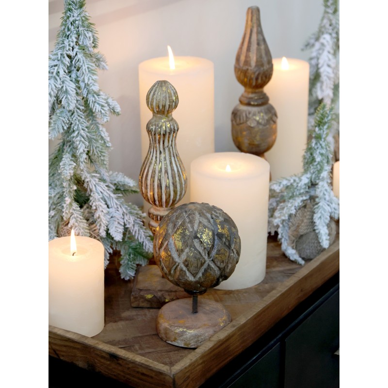 Dekor på fot i antikkgull 28x7,5x7,5cm